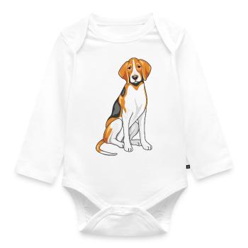 Sitzender Foxhound - Baby Bio-Langarm-Body - Weiß - Vorne