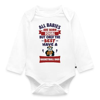 Bébé,Papa Basketteur,Cadeau de naissance,Humour - Body Bébé bio manches longues - blanc - Devant