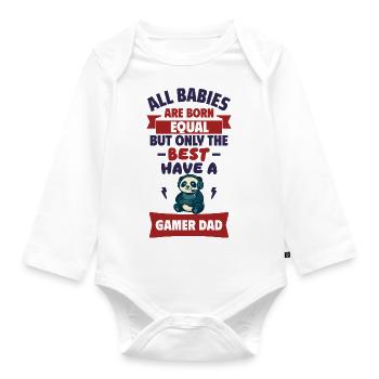 Baby,Dad Gamer,Geek,Gamer,Gaming,Birth Gift - Organic Longsleeve Baby Bodysuit - white - Front