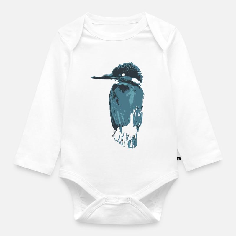 HGWild - Eisvogel - Baby Bio-Langarm-Body - Weiß