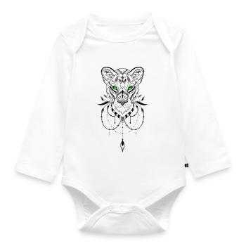 Emerald night togre looks - Organic Longsleeve Baby Bodysuit - white - Front
