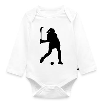 Image d’ombre d’un joueur de hockey - Body Bébé bio manches longues - blanc - Devant