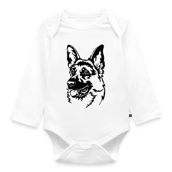 German Shepherd - Organic Longsleeve Baby Bodysuit - white - Front
