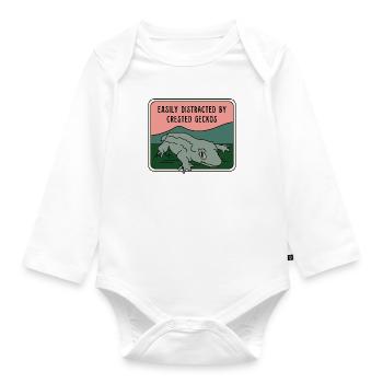 Distracted by Crested Geckos Exotic Animal Lizard - Organic Longsleeve Baby Bodysuit - white - Front