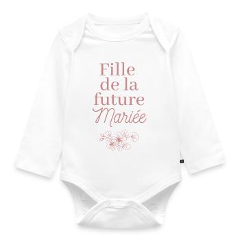 Fille future Mariée. EVJF Team future mariée - Body Bébé bio manches longues - blanc - Devant