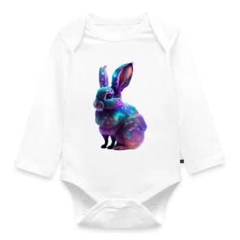 Cosmic Nebula Rabbit - Organic Longsleeve Baby Bodysuit - white - Front