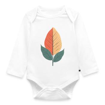 Minimalist Leaf - Organic Longsleeve Baby Bodysuit - white - Front