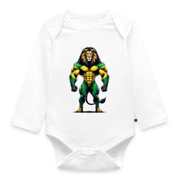 Jamaica lion reggae music - Organic Longsleeve Baby Bodysuit - white - Front