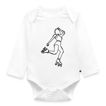 Roller Skating Girl - Organic Longsleeve Baby Bodysuit - white - Front