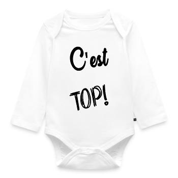 TOP. HUMOR. MOTTO. QUOTATION. MESSAGE. RETIREMENT. - Organic Longsleeve Baby Bodysuit - white - Front