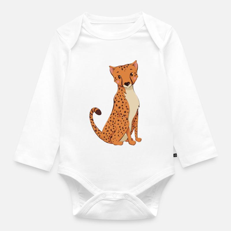 Guépard - Body Bébé bio manches longues - blanc