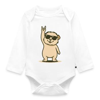 Rock'n'Roll Guinea Pig - Organic Longsleeve Baby Bodysuit - white - Front