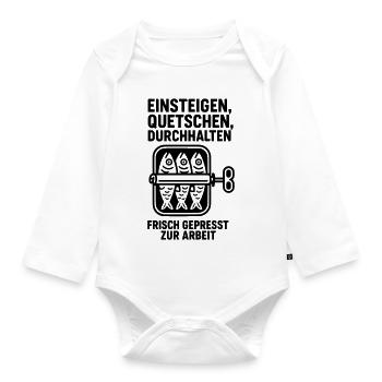 Freshly squeezed to work Public transport delights - Organic Longsleeve Baby Bodysuit - white - Front