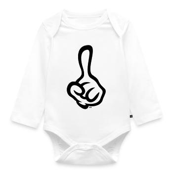 Raised index finger (finger / left hand / 1C) - Organic Longsleeve Baby Bodysuit - white - Front