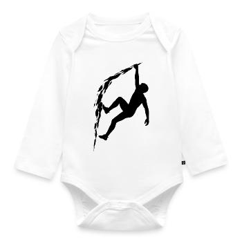 Klettern Silhouette Freiklettern Extrem Sport Berg - Baby Bio-Langarm-Body - Weiß - Vorne