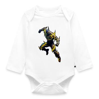 Flashy superhero - Organic Longsleeve Baby Bodysuit - white - Front