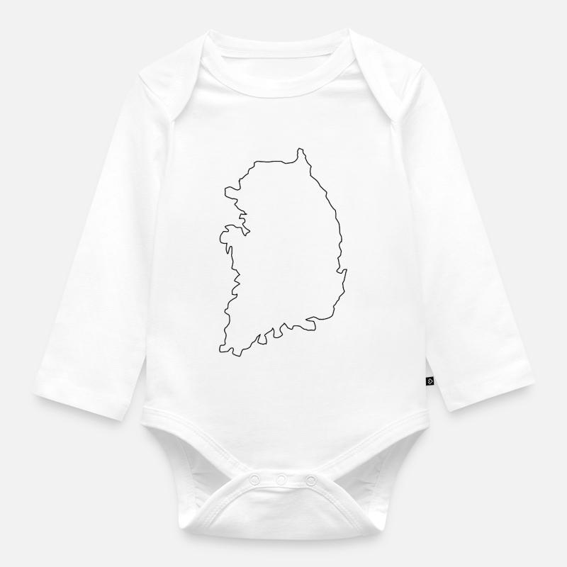 Carte de la Corée du Sud - Body Bébé bio manches longues - blanc