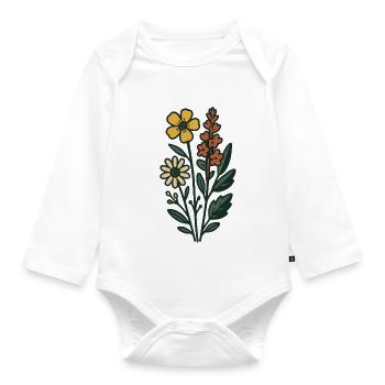 Blumenstrauß Botanischer Druck - Baby Bio-Langarm-Body - Weiß - Vorne