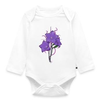 Blume lila mit pink lila Aspekten - Baby Bio-Langarm-Body - Weiß - Vorne