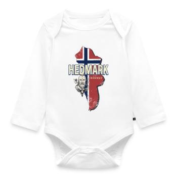 Hedmark Norway Retro Province Map Souvenir - Organic Longsleeve Baby Bodysuit - white - Front