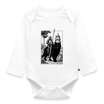 Knight on Cat - Organic Longsleeve Baby Bodysuit - white - Front