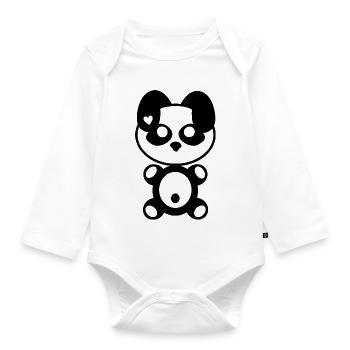Plush: Pandy - Organic Longsleeve Baby Bodysuit - white - Front