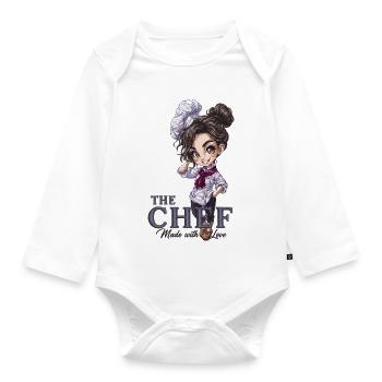 Chef Chibi Girl Cadeau de cuisine - Body Bébé bio manches longues - blanc - Devant
