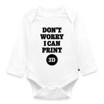 Dont worry I can print 3D - Maker Design - Baby Bio-Langarm-Body - Weiß - Vorne