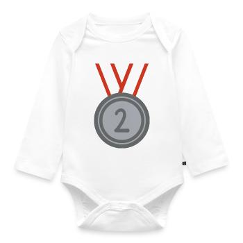 Medal Second Place Sport - Organic Longsleeve Baby Bodysuit - white - Front