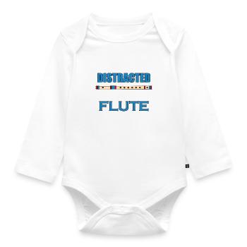 Flute Player Funny Sayig Classic Orchestra Flutist - Organic Longsleeve Baby Bodysuit - white - Front