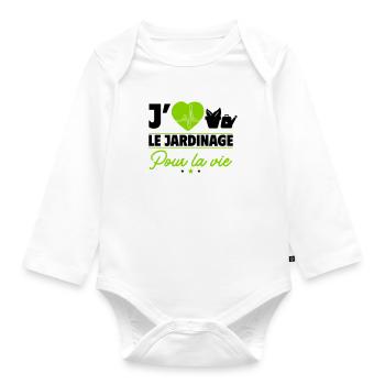 J'aime le jardinage – une passion pour la vie ! - Body Bébé bio manches longues - blanc - Devant