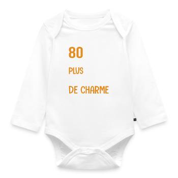 80 ans plus de charme cadeau anniversaire 80 ans - Body Bébé bio manches longues - blanc - Devant