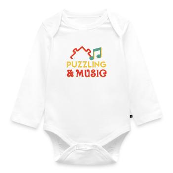 Puzzling and Music Notes Hobby Puzzler Jigsaw - Organic Longsleeve Baby Bodysuit - white - Front