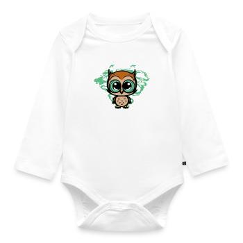 Süße Eule, Cartoon, Wildtiere, Tier, Wald, Natur - Baby Bio-Langarm-Body - Weiß - Vorne