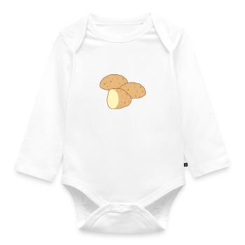 Kartoffel, Gemüse, Gesundes Essen, Kartoffel - Baby Bio-Langarm-Body - Weiß - Vorne