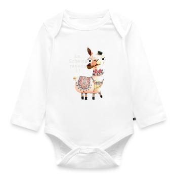 An scheiss muass i,lama bayrisch,alpaka - Organic Longsleeve Baby Bodysuit - white - Front