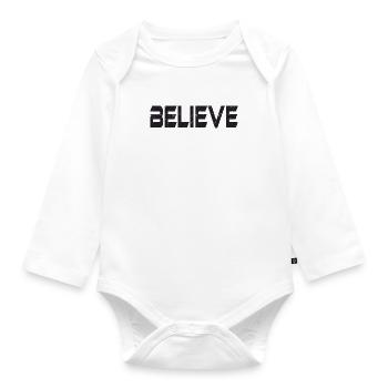 BELIEVE - Organic Longsleeve Baby Bodysuit - white - Front