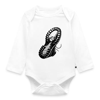 Natur Berg Profil Landschaft Wanderstiefel Sohle - Baby Bio-Langarm-Body - Weiß - Vorne
