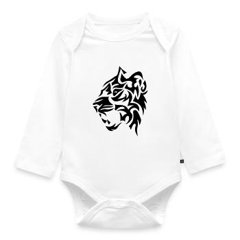 tribal tiger tatoo 4022 - Organic Longsleeve Baby Bodysuit - white - Front
