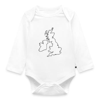 Brexit England United Kingdom Island Europe outline - Organic Longsleeve Baby Bodysuit - white - Front