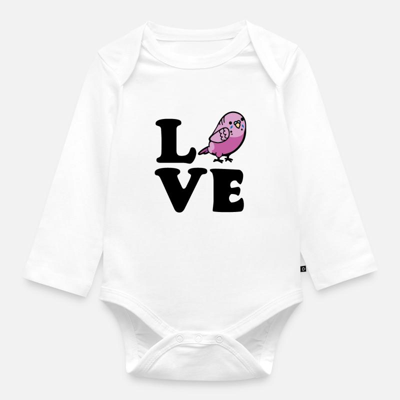 Love Perruche - Body Bébé bio manches longues - blanc