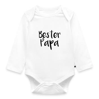 Best Dad - Organic Longsleeve Baby Bodysuit - white - Front
