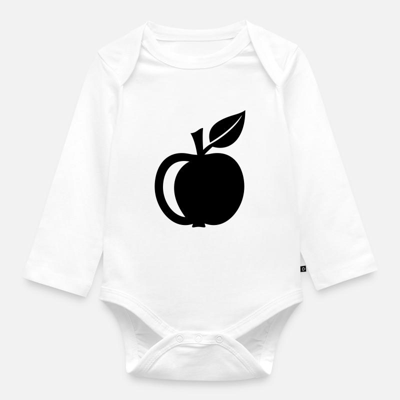 Apfel - Baby Bio-Langarm-Body - Weiß