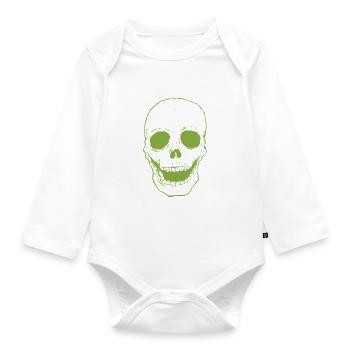 Green Skull - Baby Bio-Langarm-Body - Weiß - Vorne