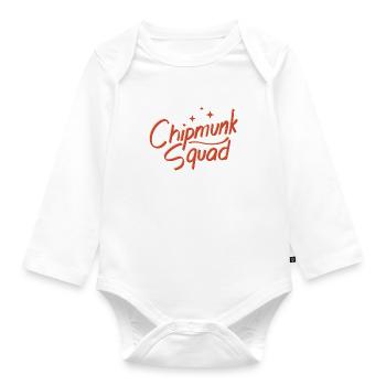 Chipmunk Squad Cute Squirrel Forest Animal - Organic Longsleeve Baby Bodysuit - white - Front