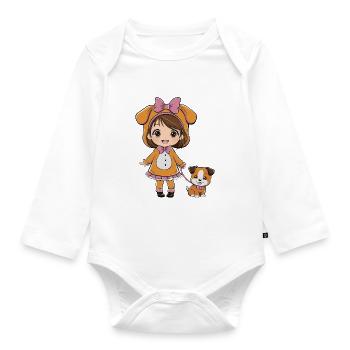 Déguisement Kawaii Fille en chien - Body Bébé bio manches longues - blanc - Devant