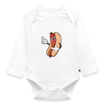 Hot Dog Food Gourmet Gift - Organic Longsleeve Baby Bodysuit - white - Front