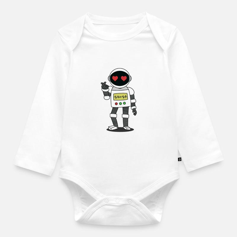 Roboter - Baby Bio-Langarm-Body - Weiß
