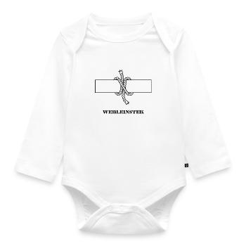 Segelknoten Seemannsknoten Webleinstek hell - Baby Bio-Langarm-Body - Weiß - Vorne