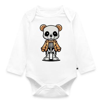 Cute Bear Skeleton Illustration - Organic Longsleeve Baby Bodysuit - white - Front